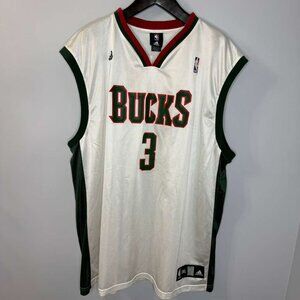 Brandon Jennings #3 Milwaukee Bucks Adidas NBA Basketball White Jersey Men’s 3XL